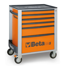 Servante mobile d'atelier à six tiroirs Beta orange | Oxmoto