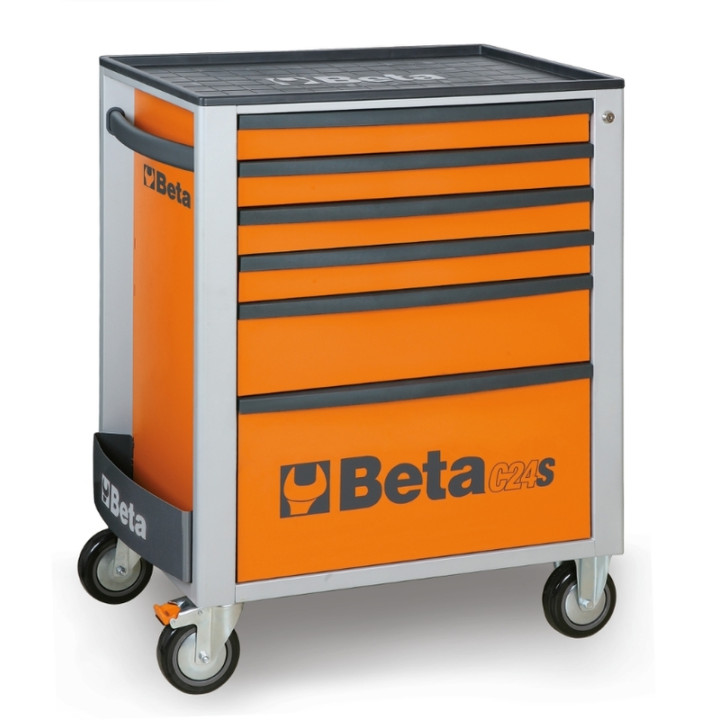 Servante mobile d'atelier à six tiroirs Beta orange | Oxmoto