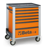 Servante mobile d'atelier à sept tiroirs Beta orange