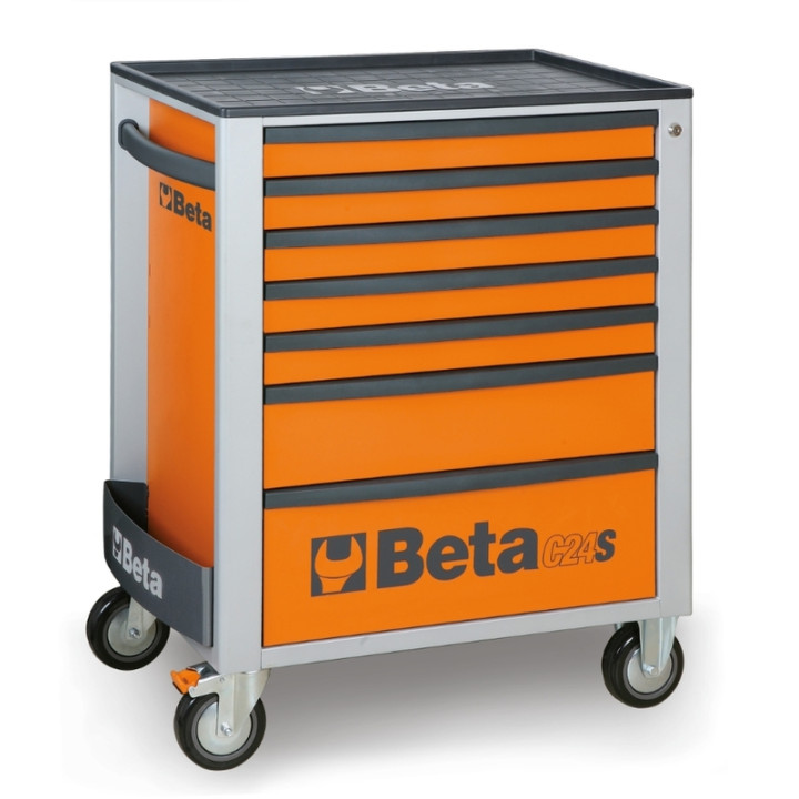Servante mobile d'atelier à sept tiroirs Beta orange