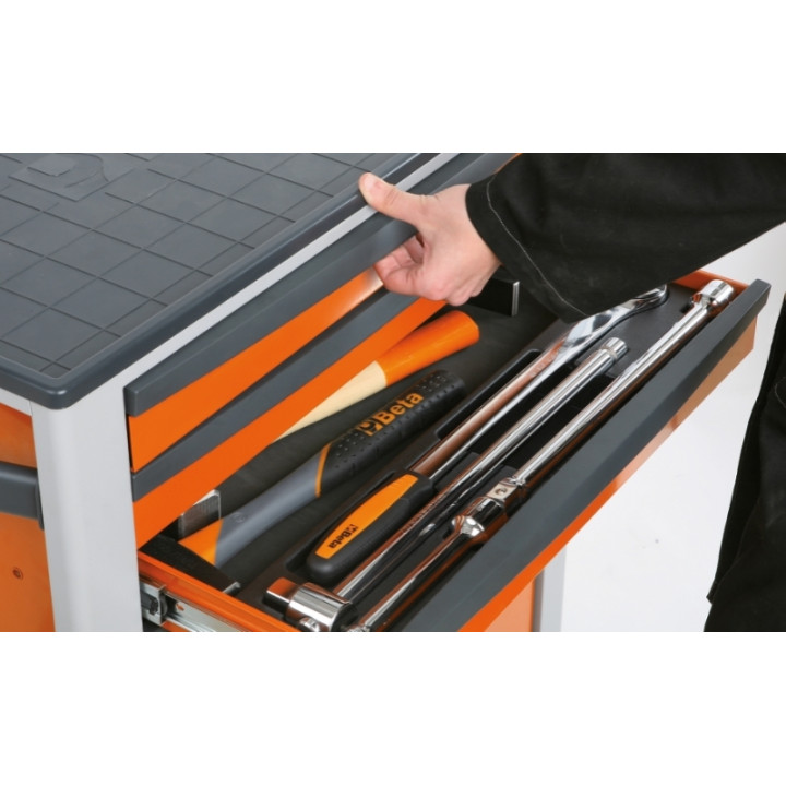 Servante mobile d'atelier à six tiroirs Beta orange | Oxmoto