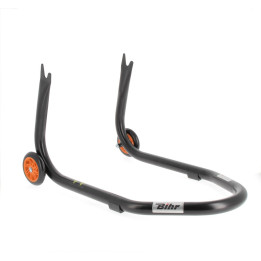 Béquille de stand arrière Bihr Home Track fixe supports en "V" noir mat roues orange