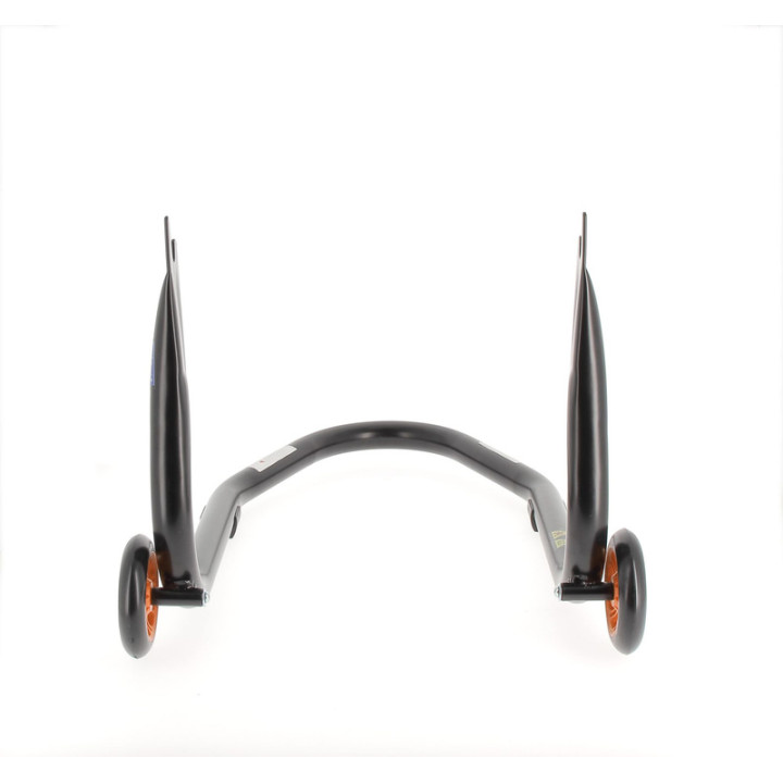 Béquille de stand arrière Bihr Home Track fixe supports en "V" noir mat roues orange