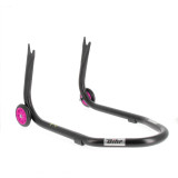 Béquille de stand arrière Bihr Home Track fixe supports en "V" noir mat roues rose