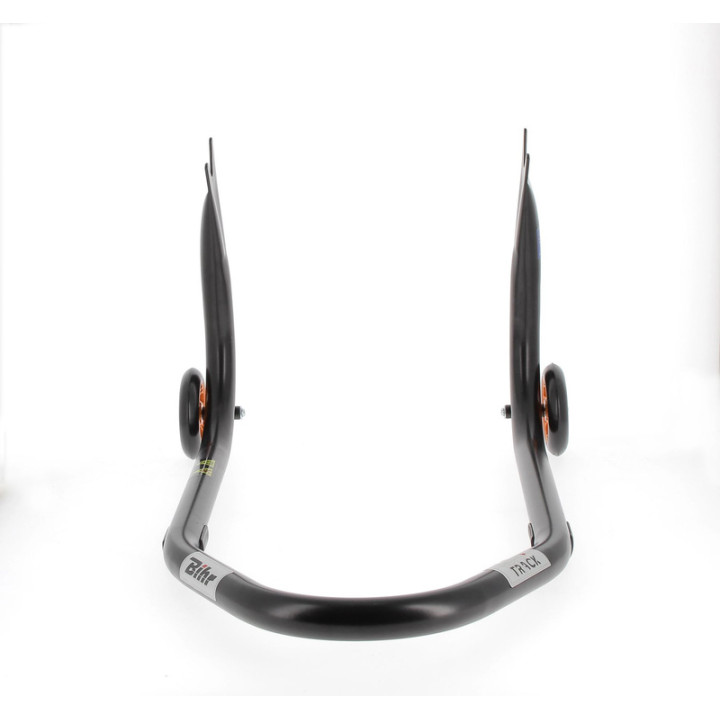 Béquille de stand arrière Bihr Home Track fixe supports en "V" noir mat roues orange