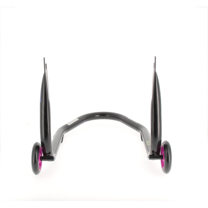 Béquille de stand arrière Bihr Home Track fixe supports en "V" noir mat roues rose