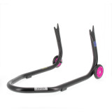 Béquille de stand arrière Bihr Home Track fixe supports en "V" noir mat roues rose
