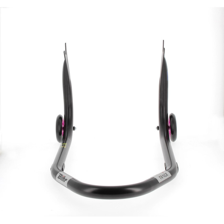 Béquille de stand arrière Bihr Home Track fixe supports en "V" noir mat roues rose