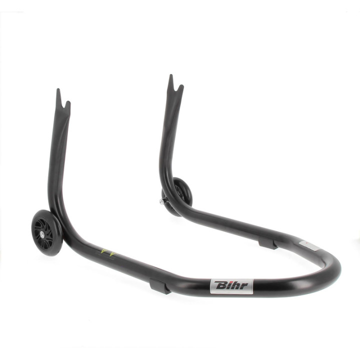 Béquille de stand arrière Bihr Home Track fixe supports en "V" noir mat roues noir
