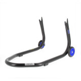 Béquille de stand arrière Bihr Home Track fixe supports en "V" noir mat roues bleu