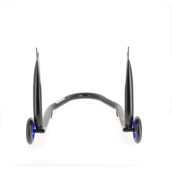Béquille de stand arrière Bihr Home Track fixe supports en "V" noir mat roues bleu