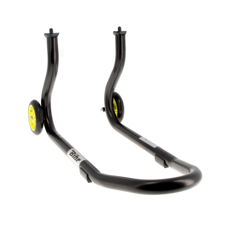 Béquille de stand avant Bihr Home Track fixe noir mat roues jaune