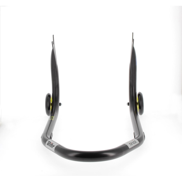 Béquille de stand arrière Bihr Home Track fixe supports en "V" noir mat roues jaune