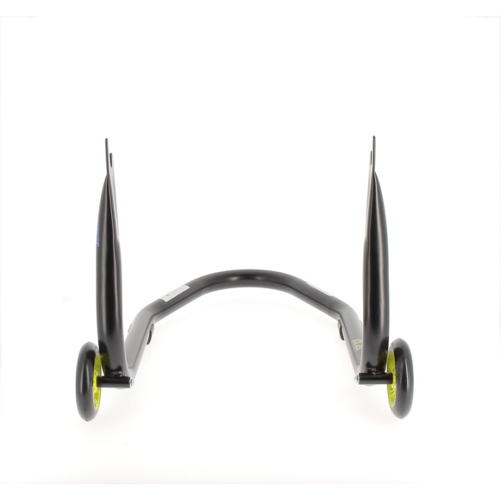 Béquille de stand arrière Bihr Home Track fixe supports en "V" noir mat roues jaune