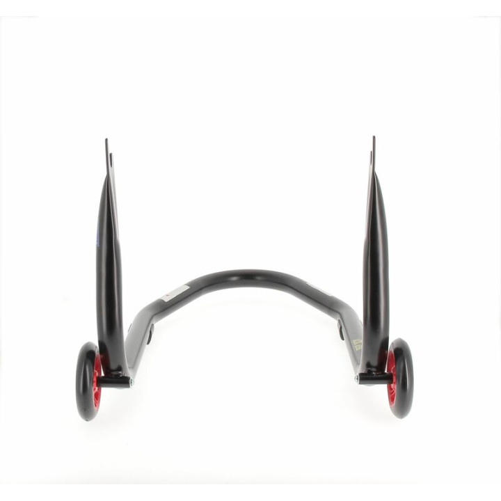 Béquille de stand arrière Bihr Home Track fixe supports en "V" noir mat roues rouge