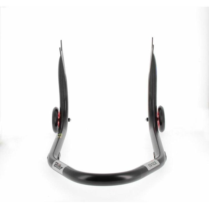 Béquille de stand arrière Bihr Home Track fixe supports en "V" noir mat roues rouge