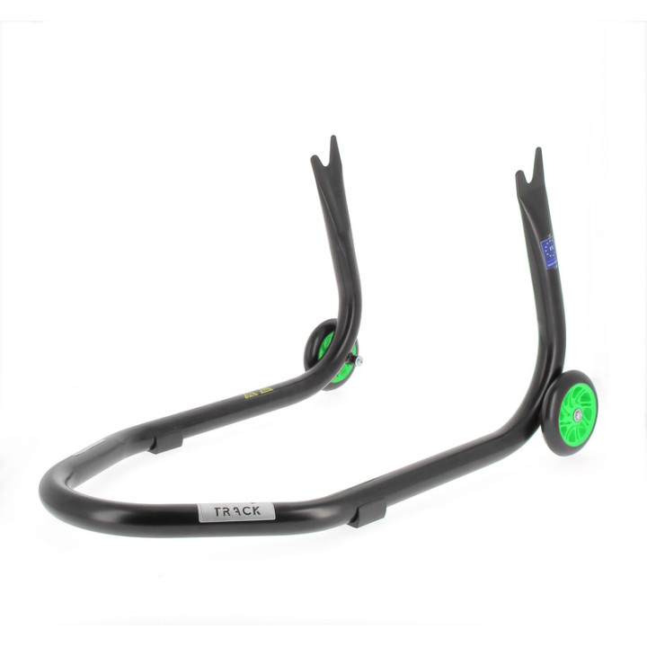 Béquille de stand arrière Bihr Home Track fixe supports en "V" noir mat roues vert