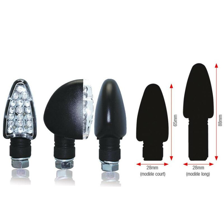 Clignotants Bihr Triangle LED court noir universel | Oxmoto