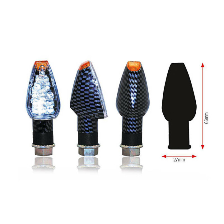 Clignotants Bihr Design LED court carbone universel | Oxmoto
