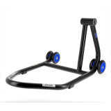 Béquille de stand monobras droite Bihr Home Track noir mat roues bleu
