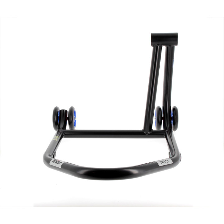 Béquille de stand monobras droite Bihr Home Track noir mat roues bleu