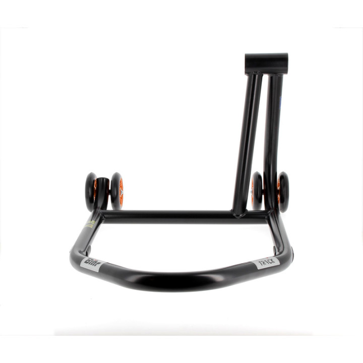 Béquille de stand monobras droite Bihr Home Track noir mat roues orange