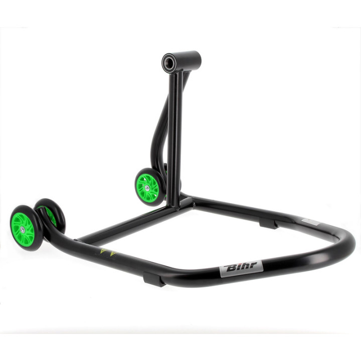 Béquille de stand monobras droite Bihr Home Track noir mat roues vert