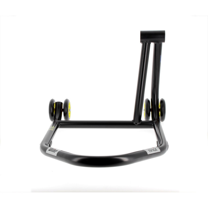 Béquille de stand monobras droite Bihr Home Track noir mat roues jaune