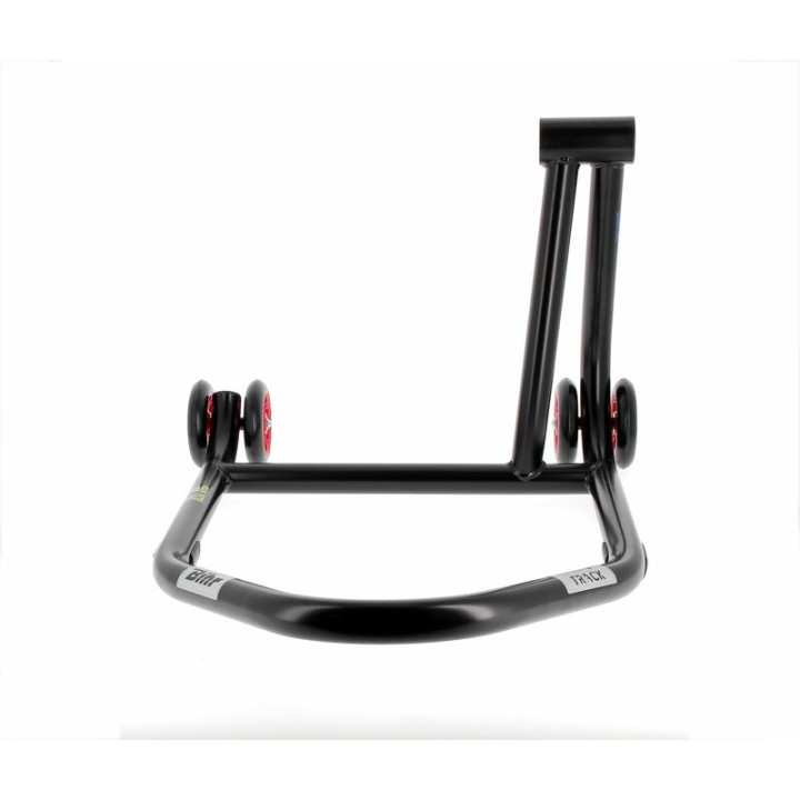 Béquille de stand monobras droite Bihr Home Track noir mat roues rouge