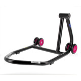 Béquille de stand monobras droite Bihr Home Track noir mat roues rose