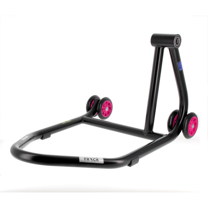 Béquille de stand monobras droite Bihr Home Track noir mat roues rose