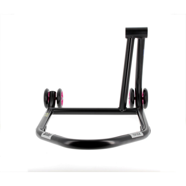Béquille de stand monobras droite Bihr Home Track noir mat roues rose