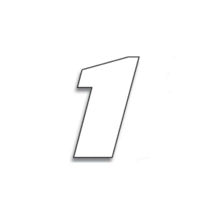Numéro de course 1 Blackbird 20x25cm blanc | Oxmoto