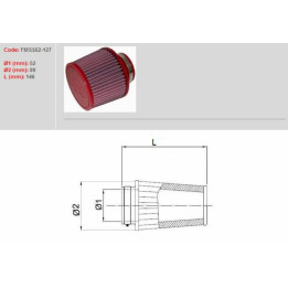 Filtre à air BMC conique Ø52mm - FMSS52-127 | Oxmoto