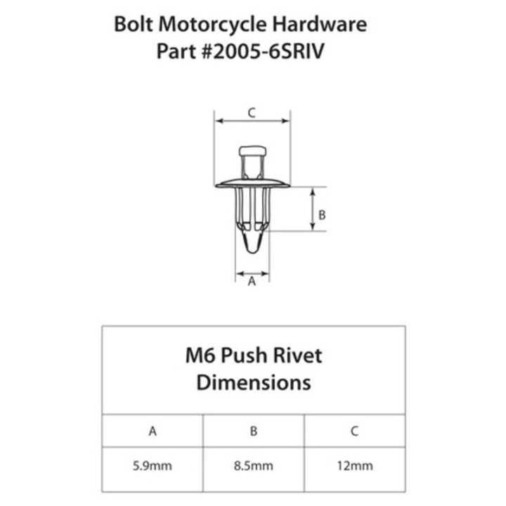 Rivets plastique M6 Bolt 10 pièces 2005-6SRIV | Oxmoto