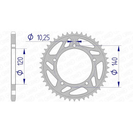 Couronne AFAM alu standard - 520 15605K-43 | Oxmoto
