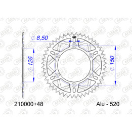 Couronne AFAM alu standard - 520 210000+51 | Oxmoto