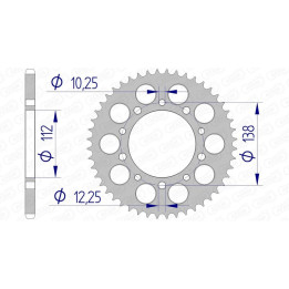 Couronne AFAM alu standard - 520 11509K-47 | Oxmoto