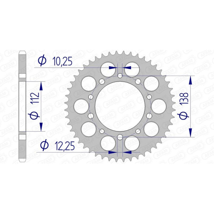 Couronne AFAM alu standard - 520 11509K-52 | Oxmoto