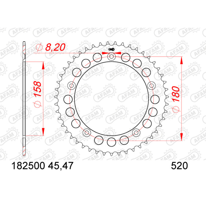 Couronne AFAM acier standard - 520 182500-43 | Oxmoto