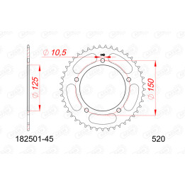 Couronne AFAM acier standard - 520 182501-45 | Oxmoto
