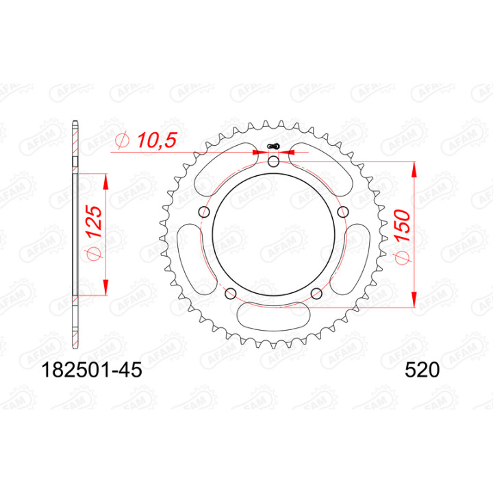 Couronne AFAM acier standard - 520 182501-45 | Oxmoto