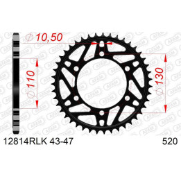 Couronne AFAM acier standard - 520 12814RLK-44 | Oxmoto