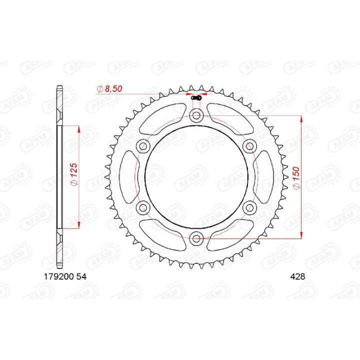 Kit chaîne AFAM 428R1 11/60-146 - couronne standard | Oxmoto