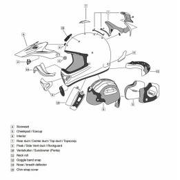 Coiffe Arai Penta Pro 10mm taille M casque off road | Oxmoto