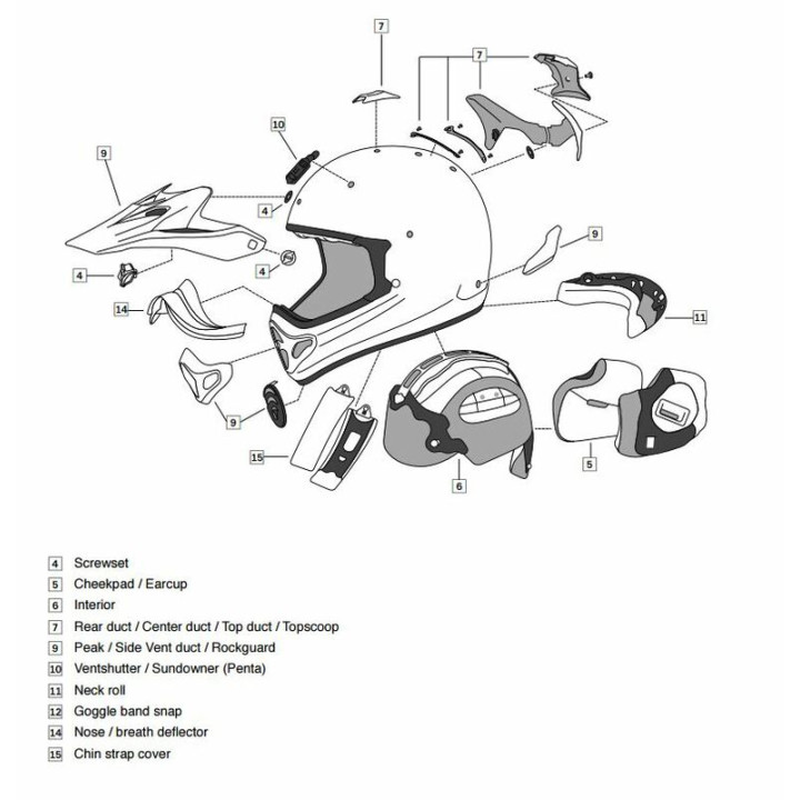 Coiffe Arai Penta Pro 7mm taille M casque off road | Oxmoto