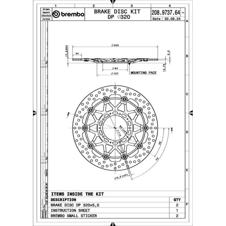 Disques de frein Brembo UPGRADE Supersport rond flottant - la paire 208973764