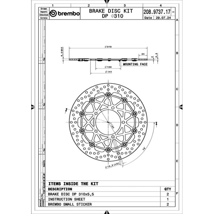 Disques de frein Brembo UPGRADE Supersport rond flottant - la paire 208973717