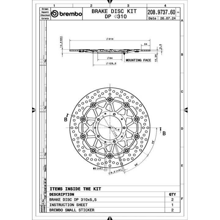 Disques de frein Brembo UPGRADE Supersport rond flottant - la paire 208973760