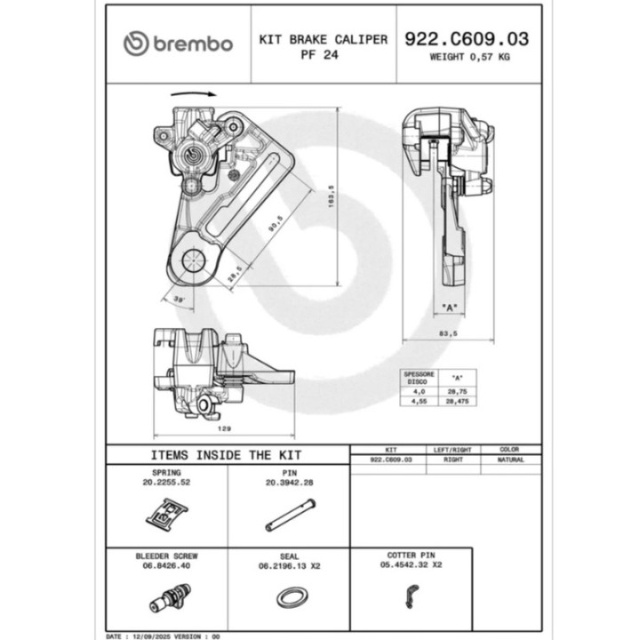 Etrier de frein arrière Brembo Ø24mm PF24 | Oxmoto